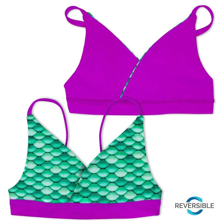 Badkleding Fin Fun Tops | Keltisch Groene Omkeerbare Bikinitop Voor Meisjes